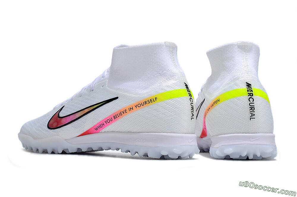 Nike Air Zoom Mercurial Superfly 9 Elite TF Artificial Turf Soccer Shoes - White/Black/Pink 4
