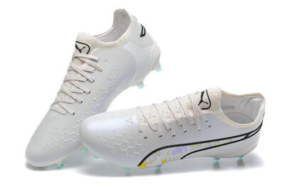 Puma King Ultimate Icon FG Multi Ground Soccer Cleats - White/Black/Green