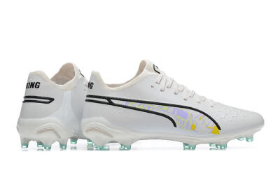 Puma King Ultimate Icon FG Multi Ground Soccer Cleats - White/Black/Green