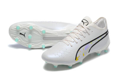Puma King Ultimate Icon FG Multi Ground Soccer Cleats - White/Black/Green
