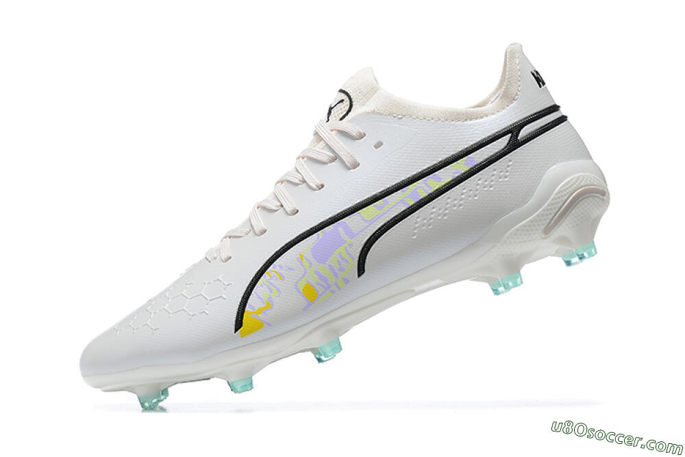 Puma King Ultimate Icon FG Multi Ground Soccer Cleats - White/Black/Green 9