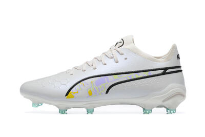 Puma King Ultimate Icon FG Multi Ground Soccer Cleats - White/Black/Green