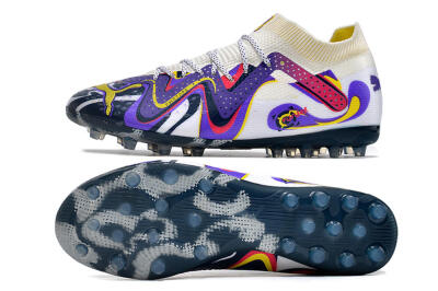 Puma Future Ultimate NJR MG Multi Ground Soccer Cleats - White/Purple/Yellow