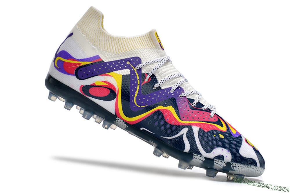 Puma Future Ultimate NJR MG Multi Ground Soccer Cleats - White/Purple/Yellow 4
