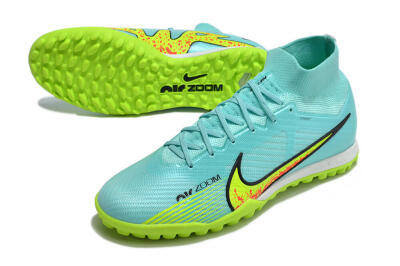 Nike Air Zoom Mercurial Superfly 9 Elite TF Artificial Turf Soccer Shoes - Blue/Green/Black