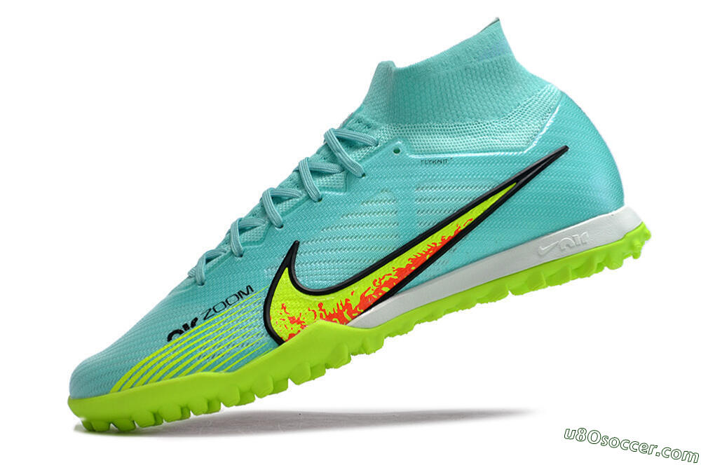 Nike Air Zoom Mercurial Superfly 9 Elite TF Artificial Turf Soccer Shoes - Blue/Green/Black 5