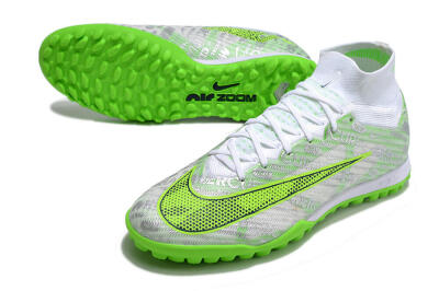 Nike Air Zoom Mercurial Superfly 9 Elite TF Artificial Turf Soccer Shoes - Green/White/Silver