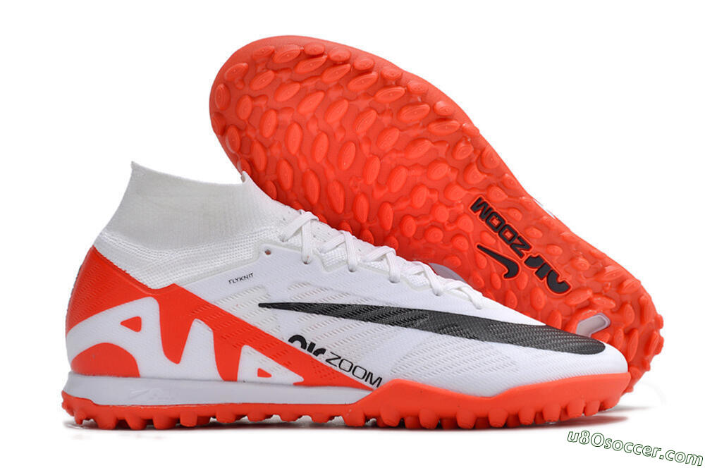 Nike Mercurial Superfly 9 Elite TF Artificial Turf Soccer Shoes - White/Black/Red 1
