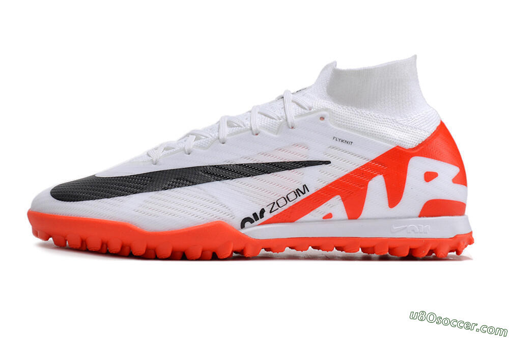 Nike Mercurial Superfly 9 Elite TF Artificial Turf Soccer Shoes - White/Black/Red 2
