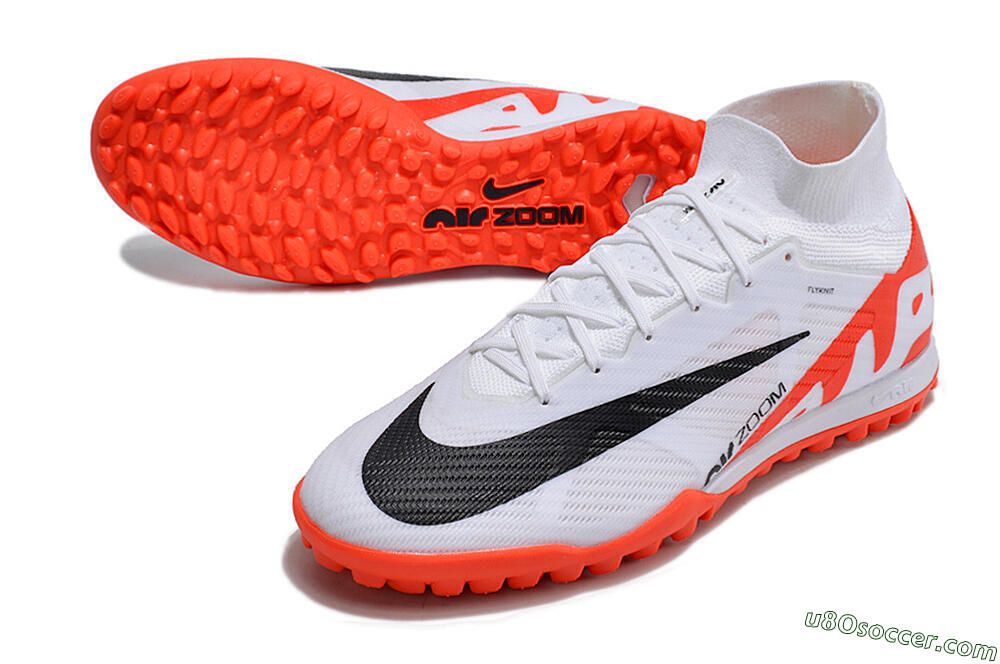 Nike Mercurial Superfly 9 Elite TF Artificial Turf Soccer Shoes - White/Black/Red 3