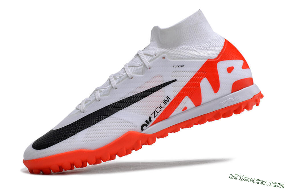 Nike Mercurial Superfly 9 Elite TF Artificial Turf Soccer Shoes - White/Black/Red 5
