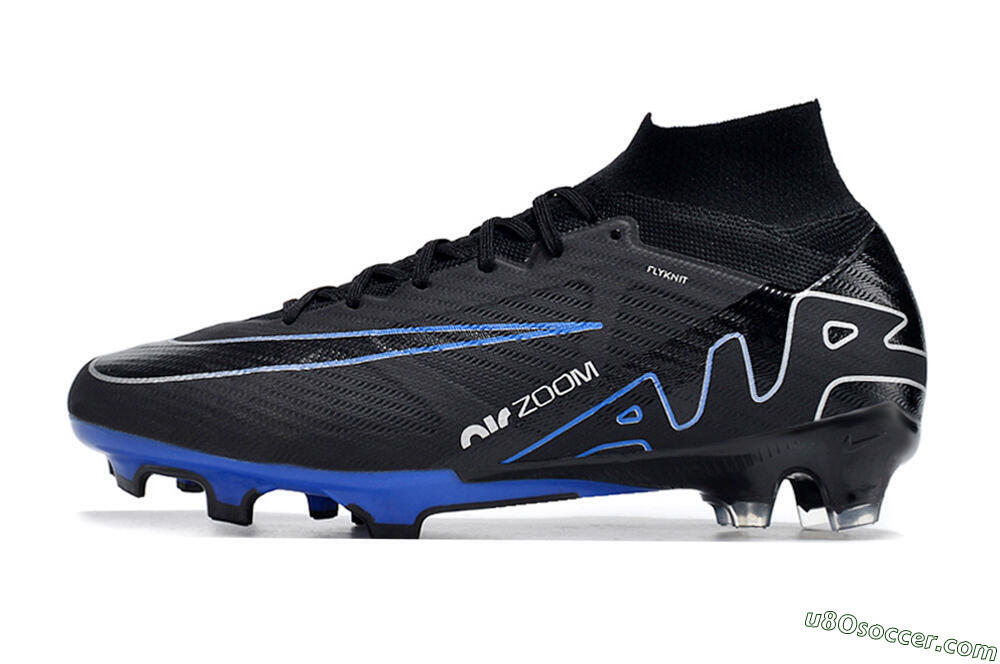 Black, Blue & White FG Soccer Cleats | Elite Nike Air Zoom