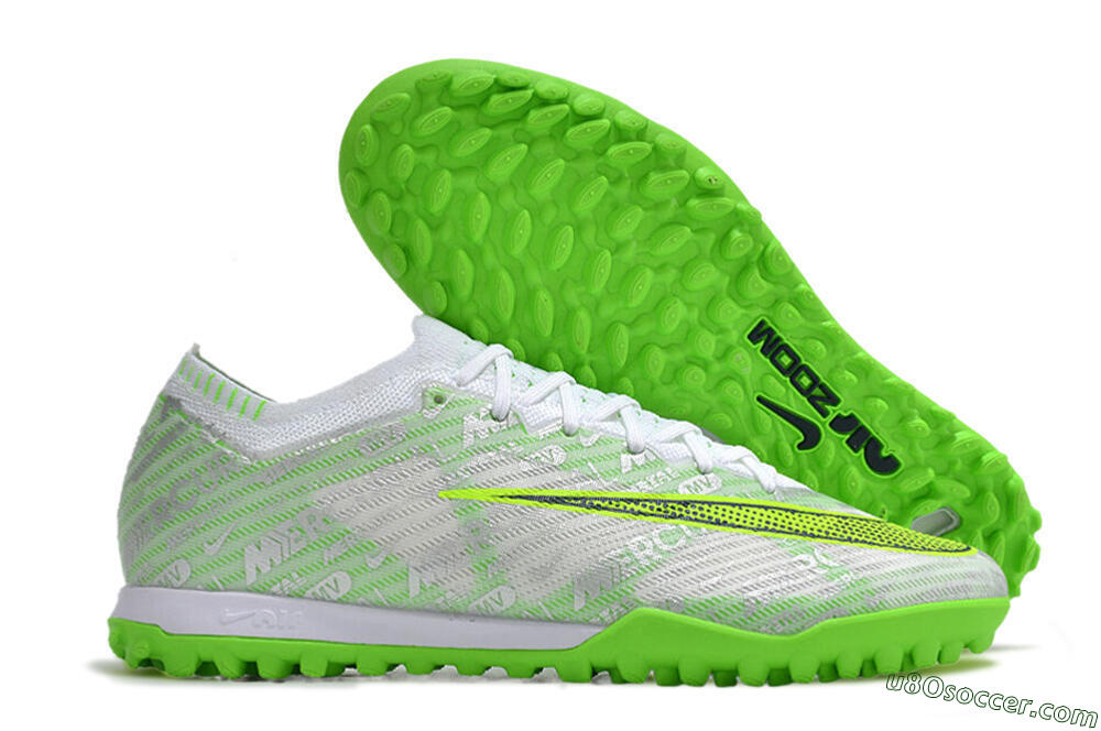 Nike Air Zoom Mercurial Vapor 15 Elite TF Artificial Turf Soccer Shoes - Green/White/Silver 1