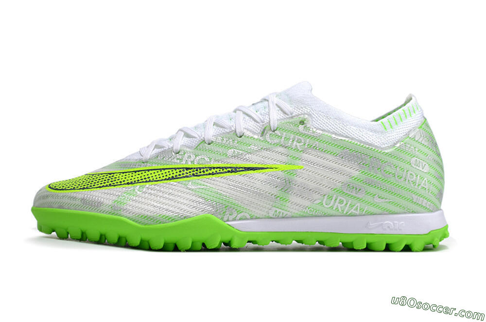 Nike Air Zoom Mercurial Vapor 15 Elite TF Artificial Turf Soccer Shoes - Green/White/Silver 2