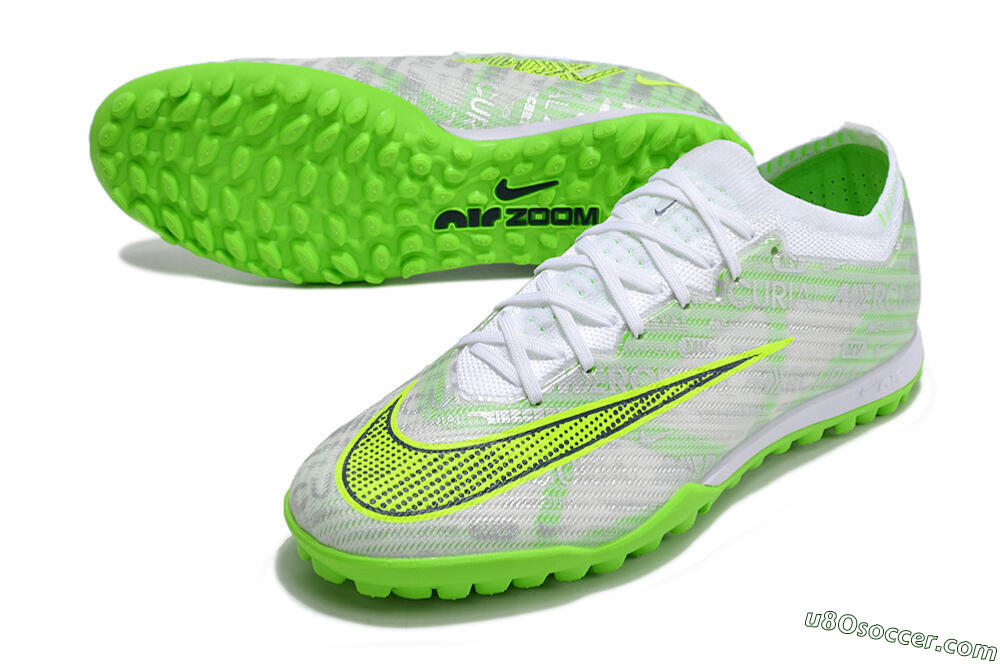 Nike Air Zoom Mercurial Vapor 15 Elite TF Artificial Turf Soccer Shoes - Green/White/Silver 3