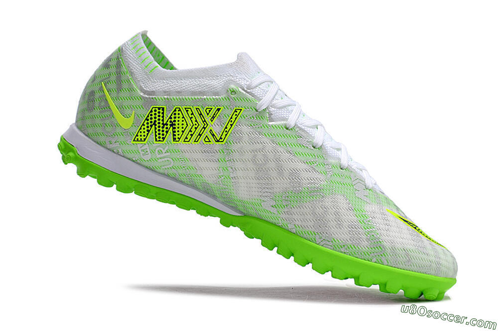 Nike Air Zoom Mercurial Vapor 15 Elite TF Artificial Turf Soccer Shoes - Green/White/Silver 4