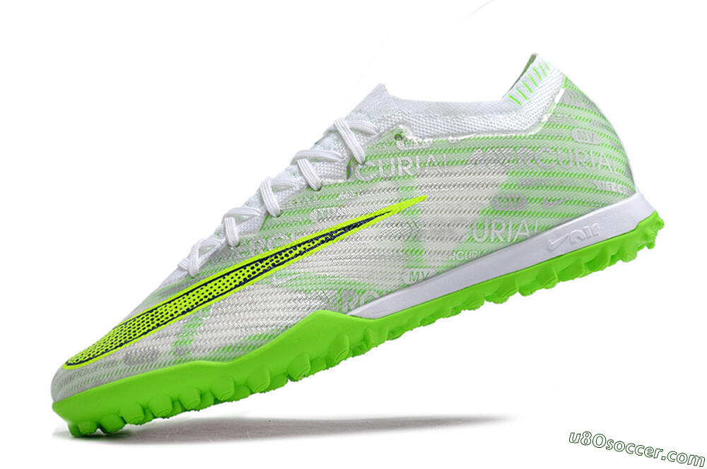 Nike Air Zoom Mercurial Vapor 15 Elite TF Artificial Turf Soccer Shoes - Green/White/Silver 5