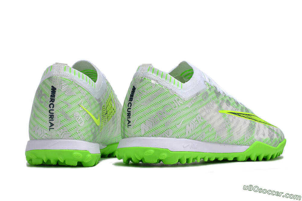 Nike Air Zoom Mercurial Vapor 15 Elite TF Artificial Turf Soccer Shoes - Green/White/Silver 6