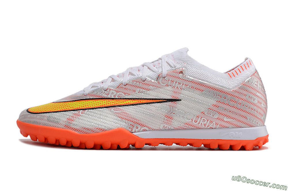 Nike Air Zoom Mercurial Vapor 15 Elite TF Artificial Turf Soccer Shoes - Orange/White/Silver 2