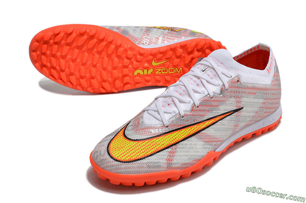 Nike Air Zoom Mercurial Vapor 15 Elite TF Artificial Turf Soccer Shoes - Orange/White/Silver 3