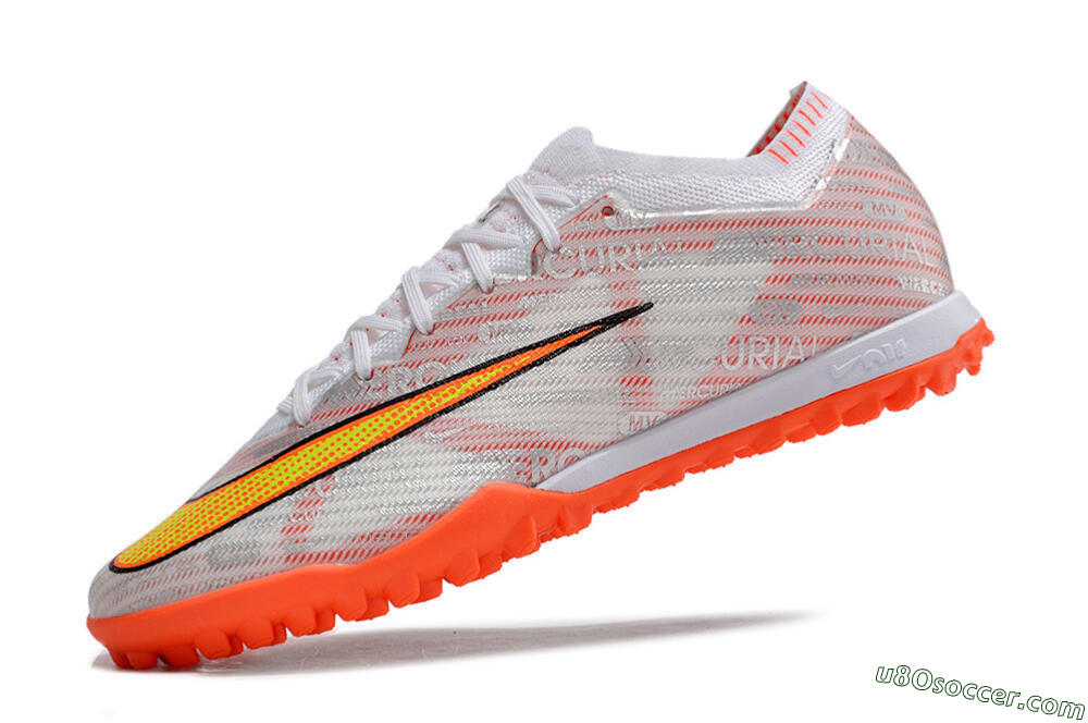 Nike Air Zoom Mercurial Vapor 15 Elite TF Artificial Turf Soccer Shoes - Orange/White/Silver 5