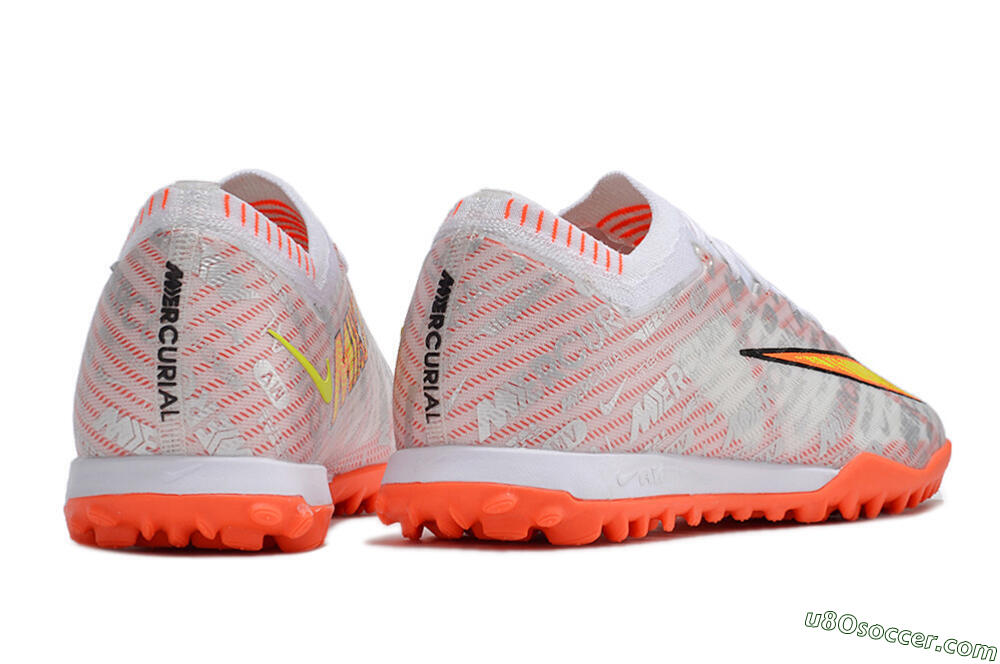 Nike Air Zoom Mercurial Vapor 15 Elite TF Artificial Turf Soccer Shoes - Orange/White/Silver 6