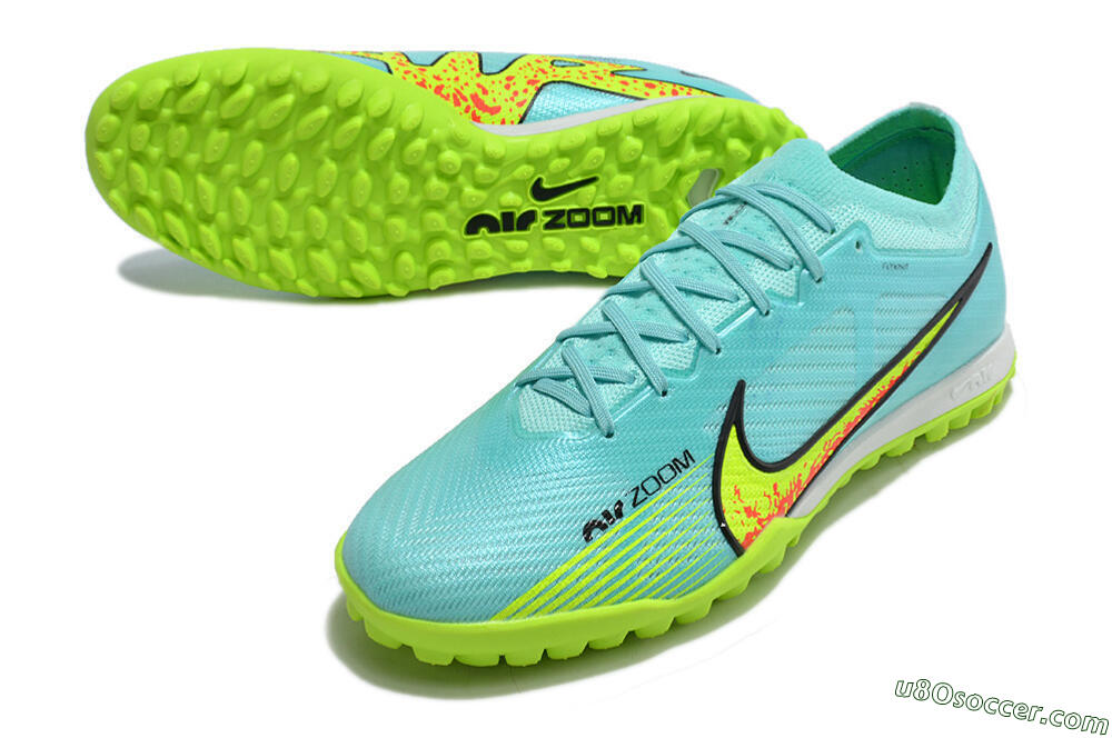 Nike Air Zoom Mercurial Vapor 15 Elite TF Artificial Turf Soccer Shoes - Blue/Green 3