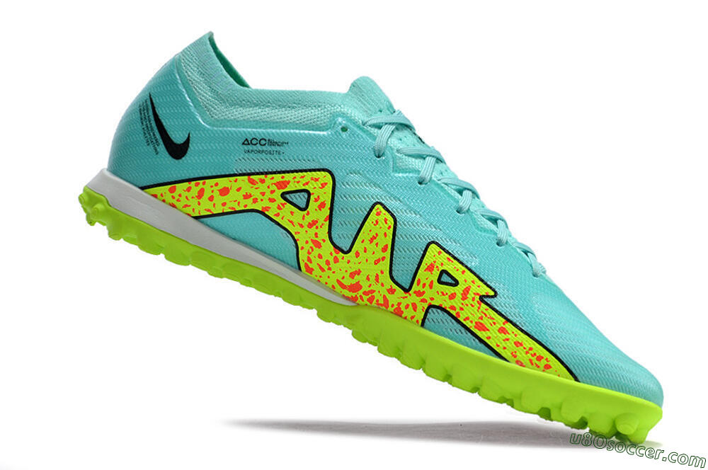 Nike Air Zoom Mercurial Vapor 15 Elite TF Artificial Turf Soccer Shoes - Blue/Green 4