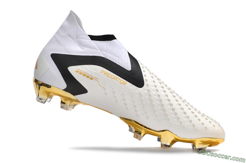 Adidas Predator Accuracy+ FG Firm Ground Soccer Cleats - White/Gold/Black 4