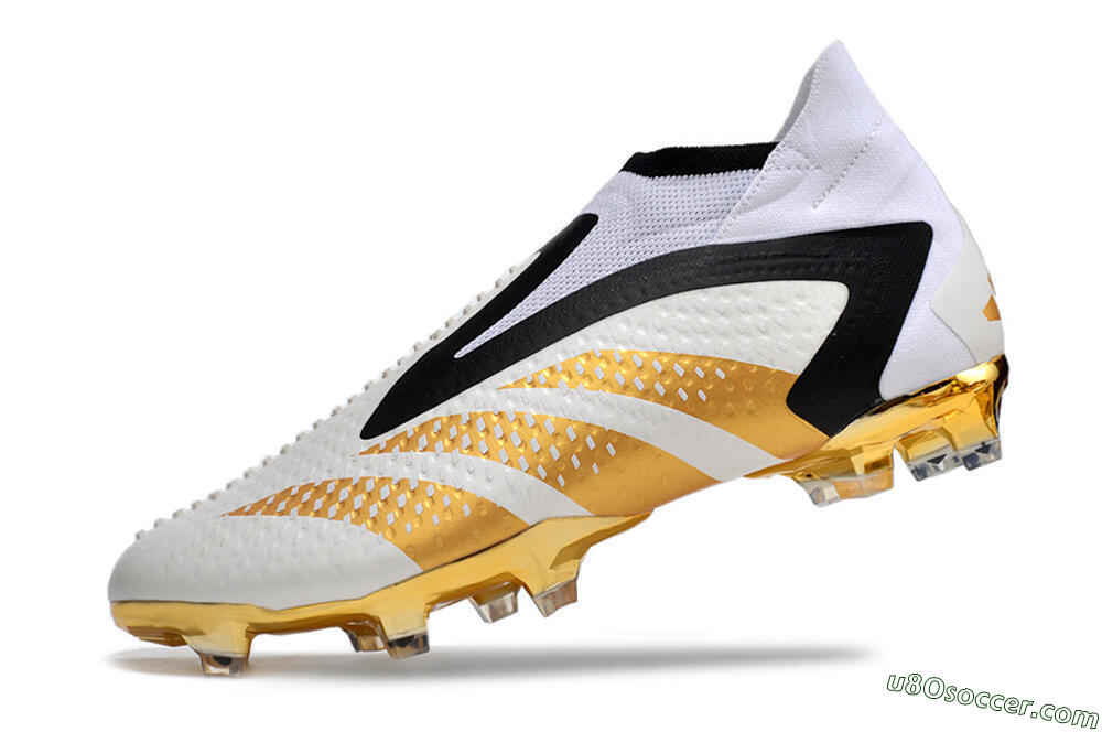Adidas Predator Accuracy+ FG Firm Ground Soccer Cleats - White/Gold/Black 5