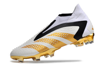 Adidas Predator Accuracy+ FG Firm Ground Soccer Cleats - White/Gold/Black