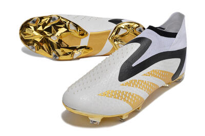 Adidas Predator Accuracy+ FG Firm Ground Soccer Cleats - White/Gold/Black
