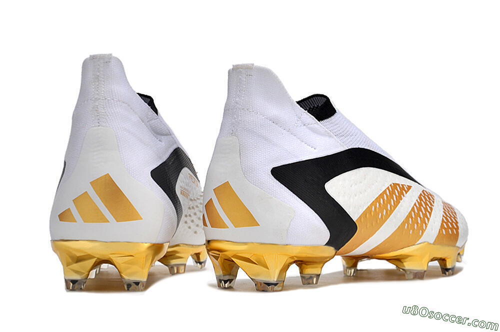 Adidas Predator Accuracy+ FG Firm Ground Soccer Cleats - White/Gold/Black 6