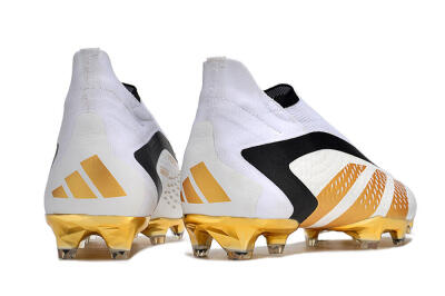 Adidas Predator Accuracy+ FG Firm Ground Soccer Cleats - White/Gold/Black