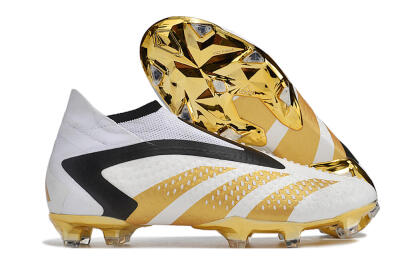 Adidas Predator Accuracy+ FG Firm Ground Soccer Cleats - White/Gold/Black