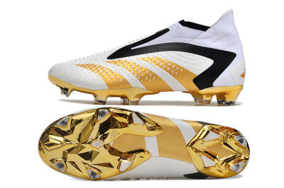 Adidas Predator Accuracy+ FG Firm Ground Soccer Cleats - White/Gold/Black