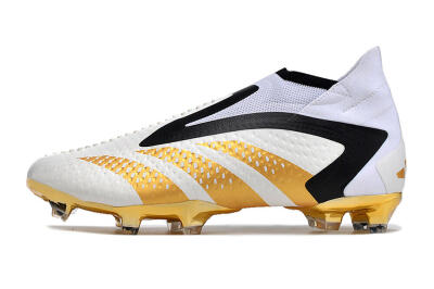 Adidas Predator Accuracy+ FG Firm Ground Soccer Cleats - White/Gold/Black