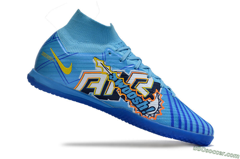 Nike Air Zoom Mercurial Superfly 9 Elite IC Indoor & Futsal Soccer Shoes - Blue/Yellow/Black 4