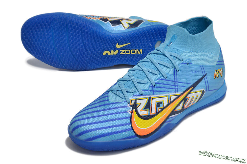 Nike Air Zoom Mercurial Superfly 9 Elite IC Indoor & Futsal Soccer Shoes - Blue/Yellow/Black 3