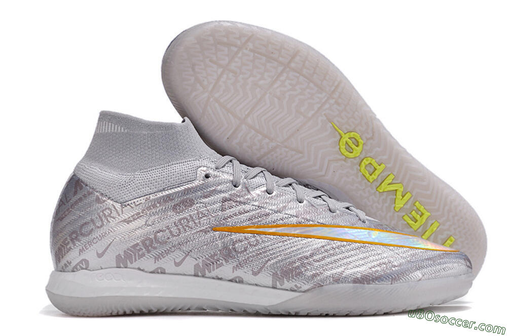 Nike Air Zoom Mercurial Superfly 9 Elite IC Indoor & Futsal Soccer Shoes - Silver/Gold/Yellow 1