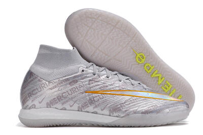 Nike Air Zoom Mercurial Superfly 9 Elite IC Indoor & Futsal Soccer Shoes - Silver/Gold/Yellow