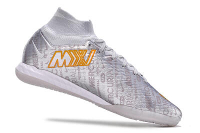 Nike Air Zoom Mercurial Superfly 9 Elite IC Indoor & Futsal Soccer Shoes - Silver/Gold/Yellow