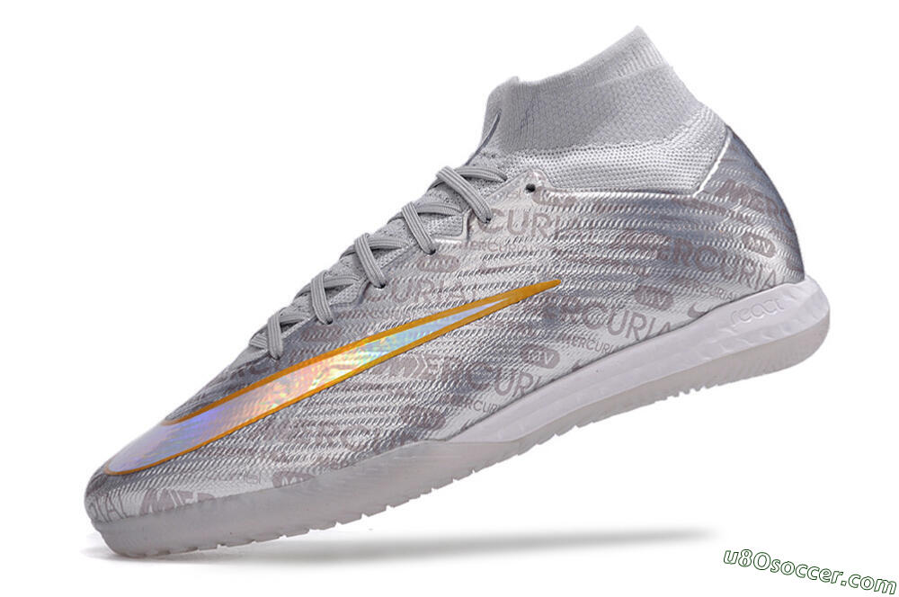 Nike Air Zoom Mercurial Superfly 9 Elite IC Indoor & Futsal Soccer Shoes - Silver/Gold/Yellow 5