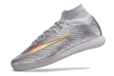 Nike Air Zoom Mercurial Superfly 9 Elite IC Indoor & Futsal Soccer Shoes - Silver/Gold/Yellow
