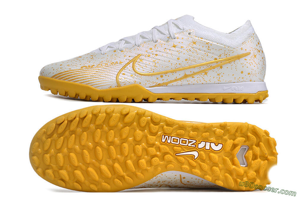 Nike Air Zoom Mercurial Vapor 15 Elite TF Artificial Turf Soccer Shoes - White/Gold 0