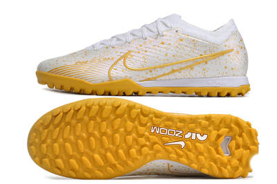 Nike Air Zoom Mercurial Vapor 15 Elite TF Artificial Turf Soccer Shoes - White/Gold