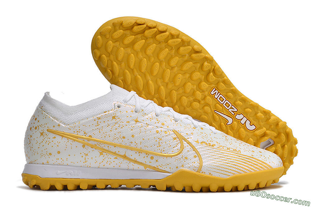 Nike Air Zoom Mercurial Vapor 15 Elite TF Artificial Turf Soccer Shoes - White/Gold 1