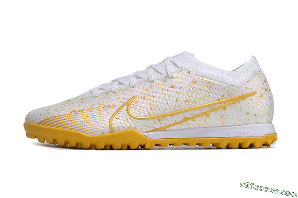 Nike Air Zoom Mercurial Vapor 15 Elite TF Artificial Turf Soccer Shoes - White/Gold 2