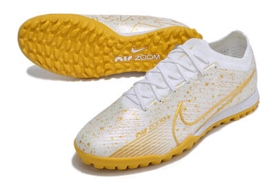 Nike Air Zoom Mercurial Vapor 15 Elite TF Artificial Turf Soccer Shoes - White/Gold