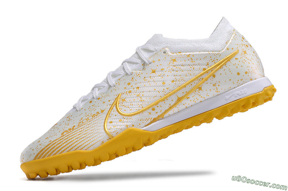 Nike Air Zoom Mercurial Vapor 15 Elite TF Artificial Turf Soccer Shoes - White/Gold 5